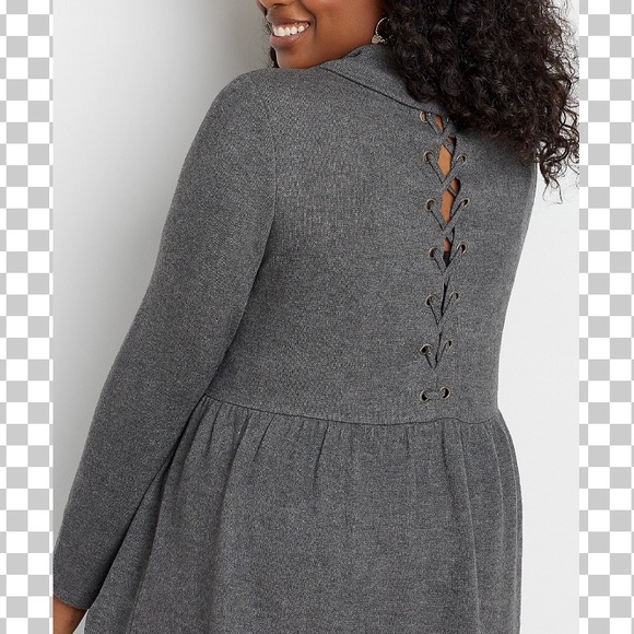 Plus XXL Cowl Grommet Fall Lace Up Peplum Top - Picture 4 of 11